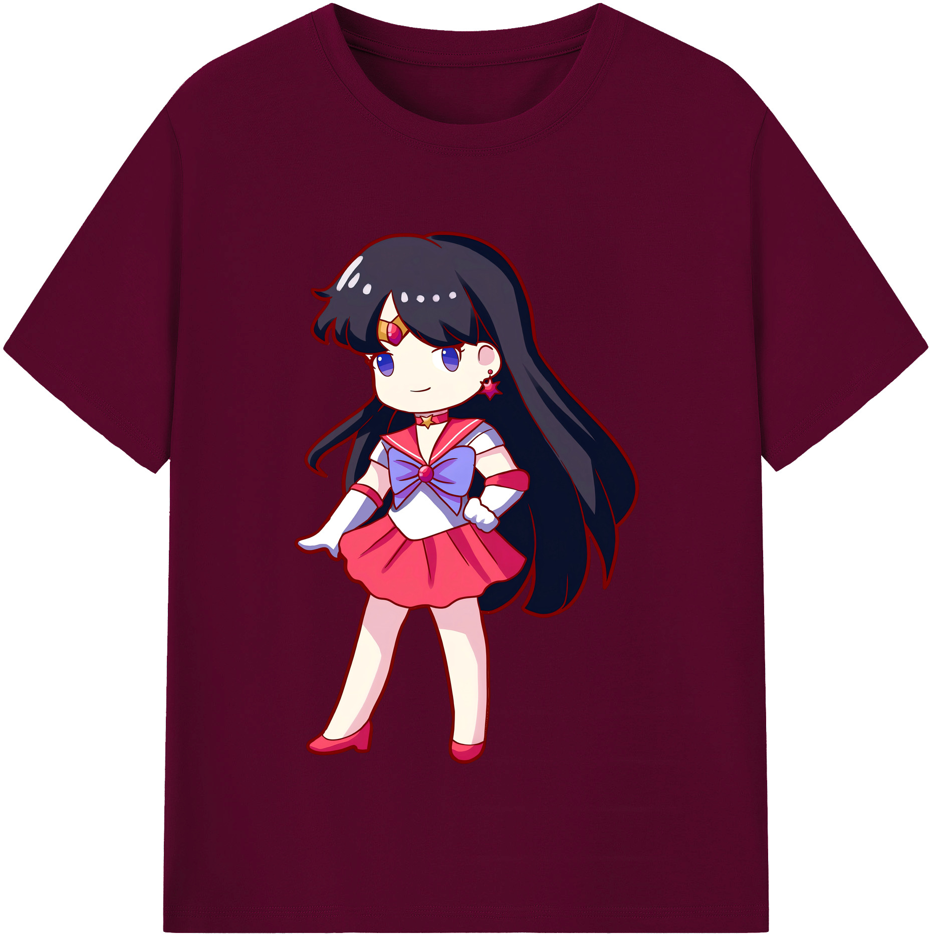（画像用） 美少女戦士セーラームーン 火野レイ ひの レイ Sailor Moon Hino Rei （セーラーマーズ,Sailor Mars） レディースカジュアルプリントTシャツ（綿100％）